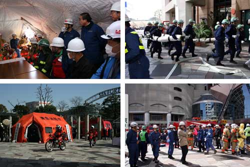 天王洲シーフォートスクエアで行われた大規模救助・救急演習
