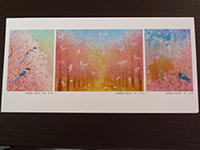 鳥山玲さんが夜の森公園の桜並木をモチーフに描いた作品をプリントしたカード