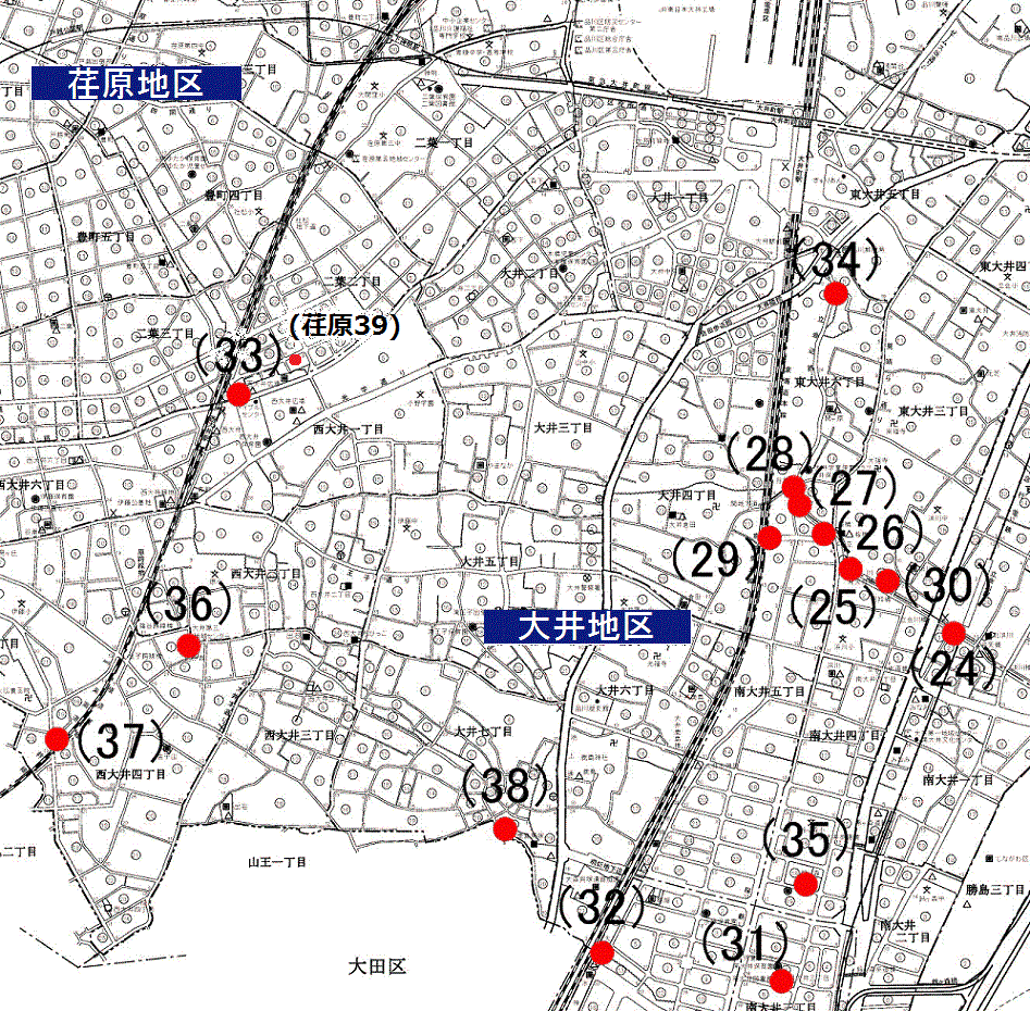 水防用土のう置場<広域>案内図(大井地区)