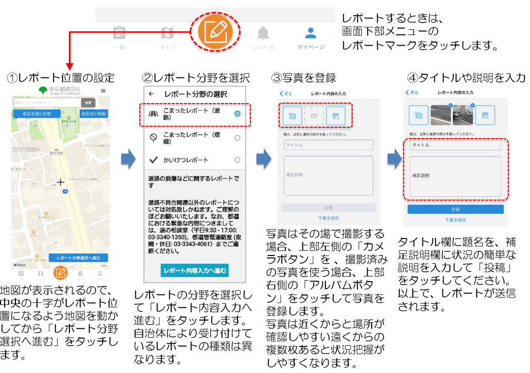 道路の「こまった」を手軽に投稿できる道路通報システムの試行開始 