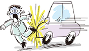 車にはねられたイメージイラスト