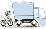 自転車運転中、車にキズをつけてしまったイメージイラスト