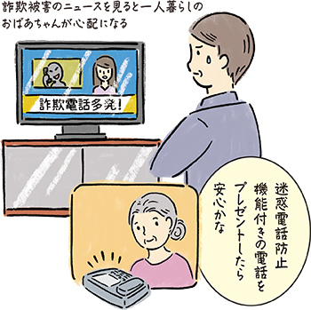 迷惑電話防止機能付き電話機イメージイラスト