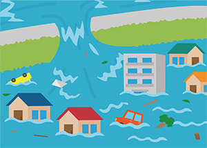 氾濫・洪水イメージイラスト