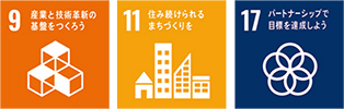 SDGs 17の目標 9・11・17アイコン