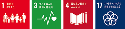 SDGs 17の目標 1・3・4・17アイコン