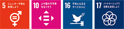 SDGs 17の目標 5・10・16・17アイコン