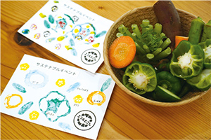 野菜を使ったスタンプの作品写真
