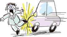 車にはねられたイラスト