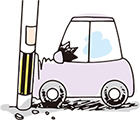 車を運転中にぶつかりケガをしたイラスト