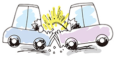 車が衝突しケガをしたイラスト
