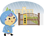 ジージョくん避難所に避難するイラスト