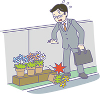 道路に放置してはいけない 植木鉢イラスト
