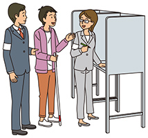 補助者に指示するイラスト