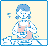 料理などの家事をしているイラスト