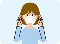 ゴムのひもを耳にかけますイラスト