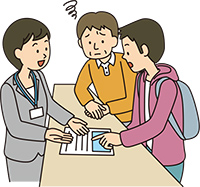 付き添いの人にだけ説明するイラスト