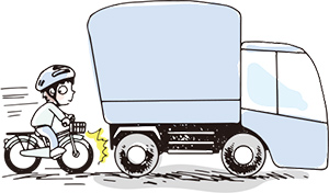 自転車運転中車にキズをつけたイラスト