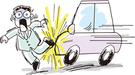 車にはねられたイラスト