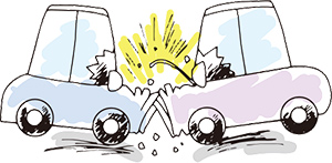 車が衝突しケガをしたイラスト