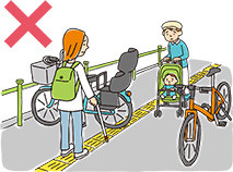自転車やバイクを道路などに放置するイラスト