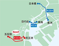 五反田天王洲間約35分運航ルートマップ