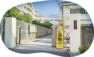区が開設する避難場所・自主避難施設への避難イメージ写真