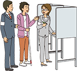 補助者に指示するイラスト