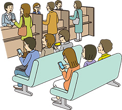 窓口で手続きするイラスト