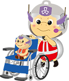 防災訓練をするジージョくんイラスト