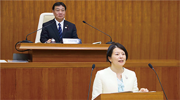 森澤区長の所信表明写真