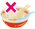 麺類の汁は控えるイラスト