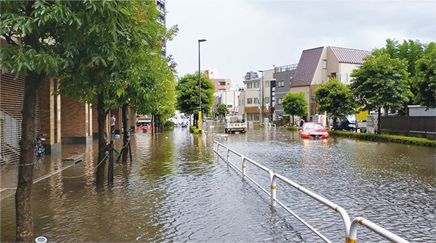 二葉一丁目付近の豪雨災害時の写真