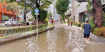 大井一丁目付近の豪雨災害時の写真