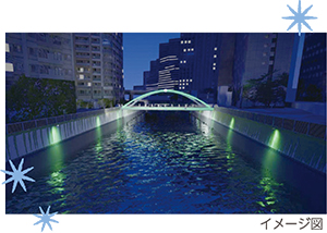 特別な演出でライトアップされた橋のイメージ図