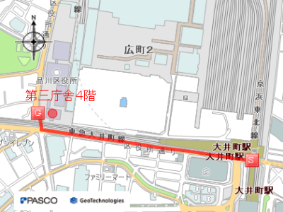 地図：第三庁舎までの行き方