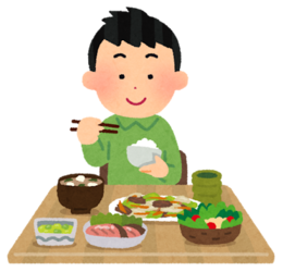 イラスト:食事をする男性