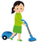 イラスト:掃除機をかける女性