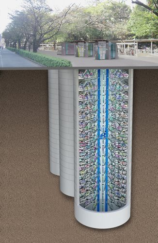 イラスト:大森駅水神口地下機械式駐輪場全体イメージ