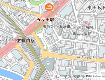 地図：ファミリーマート東五反田桜田通り店喫煙所
