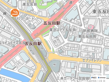 地図：写真：五反田駅東口花房山通り喫煙所