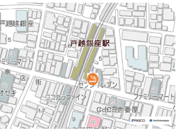 地図：THE TOBACCO　TOGOSHIGINZA喫煙所