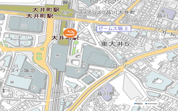 地図：大井町駅東口コンテナ型喫煙所
