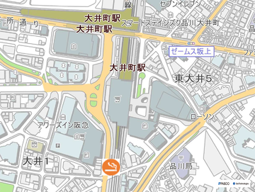 地図：大井町駅西口JR踏切横喫煙所