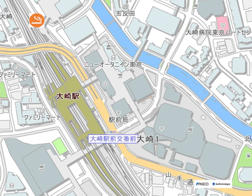 地図：大崎駅東口コンテナ型喫煙所
