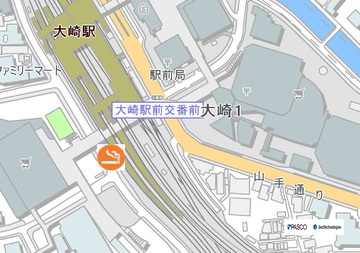地図：大崎駅西口線路脇喫煙所