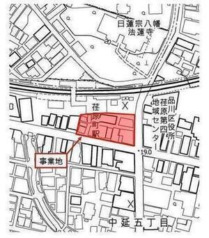 地図:位置図 荏原町駅前地区防災街区整備事業
