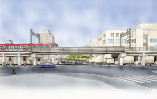イラスト:東急大井町線ガード下区間の道路拡幅工事 パース