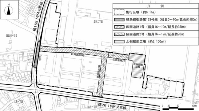 地図:土地区画整理事業整備内容