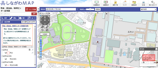 画面:区域図サンプル(しながわMAP)